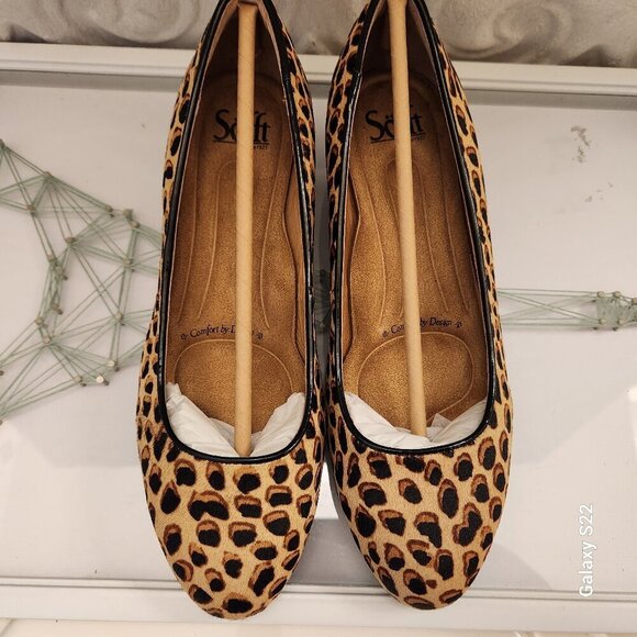 Sofft calf hair block heel leopard print Belicia pumps. NIB. Size 8 Wide - Picture 4 of 11